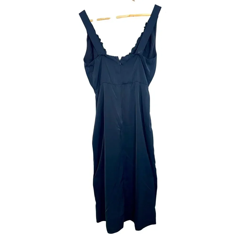 Abercrombie & Fitch Black Ruffle Sleeveless Side Slit Formal Maxi Dress Womens S